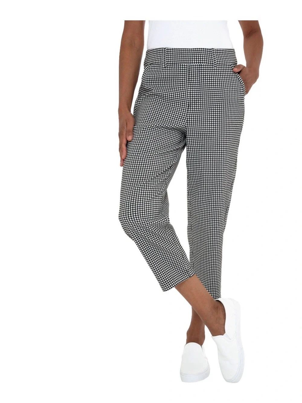 Mario Serrani Black & White Gingham Cropped Pants